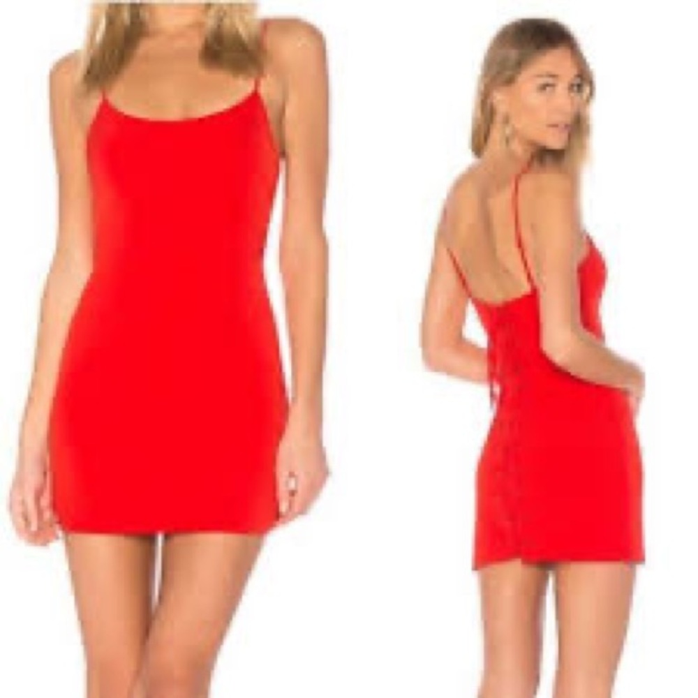 Lace-up Mini Dress in Red